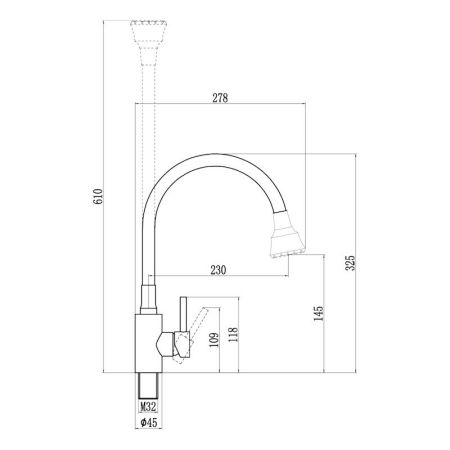 Смеситель для кухни с гибким изливом и режимом душ Fmark FS8288H-04, черный/серый