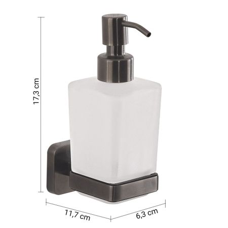 Gedy Tonga, настенный стеклянный дозатор c металлической помпой, цвет оружейная сталь, артикул TO81(81)