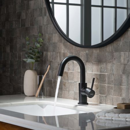 Смеситель для раковины, без донного клапана AQUATEK, матовый черный AQ1307MB ЕВРОПА, артикул AQ1307MB