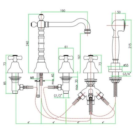 Смеситель на борт ванны Webert Armony AM730402015 Хром