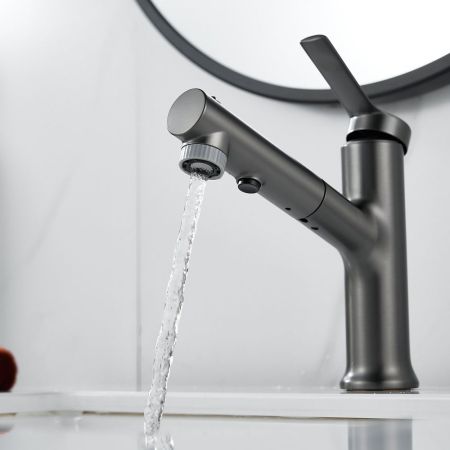 Смеситель для раковины многофункциональный Raffine F281T, оружейная сталь, артикул F281T