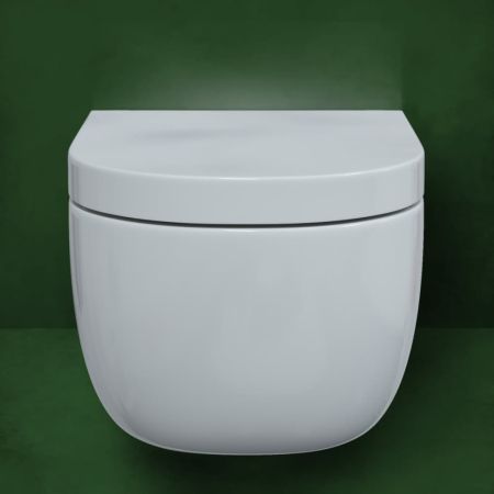 Унитаз BERGES подвесной EGO XL 54 см, сиденье дюропласт Toma SO, микролифт, быстросъем, артикул 082124