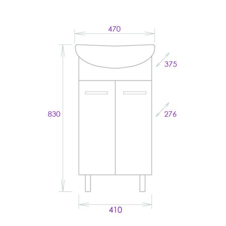 Тумба Onika Коралл 47 напольная, белая (ум. Дора 47/ Азов 45), артикул 104701