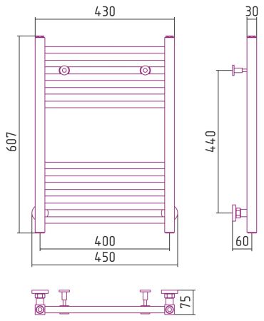 Полотенцесушитель водяной МОДУС 600х400 (Белый)