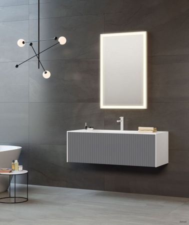 Тумба с раковиной ORKA Cube 80 подвесная, антрацит матовый