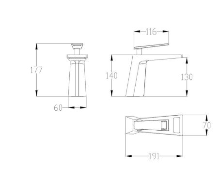 Смеситель для раковины Bronze de Luxe Quadro A919B Черный Золото