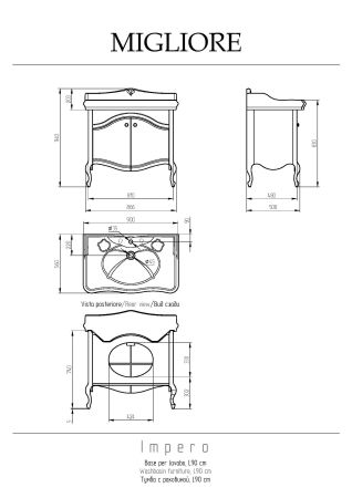 IMPERO База L87xH74xP52 см. для раковины 90 см, 2 двери, цвет: NOCE, артикул 25983