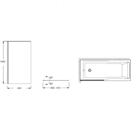Шторка на ванну JACOB DELAFON STRUKTURA (*80) E6D042-GA (распашная, хром), шт, артикул E6D042-GA