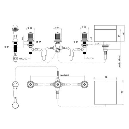 Bongio Impero Смеситель для ванны, цвет золото/Swarovski, артикул 06535OR0D