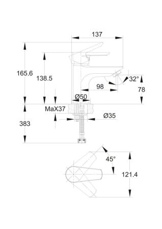 Смеситель для раковины Cersanit VERO однорычажный (63060), артикул 63060