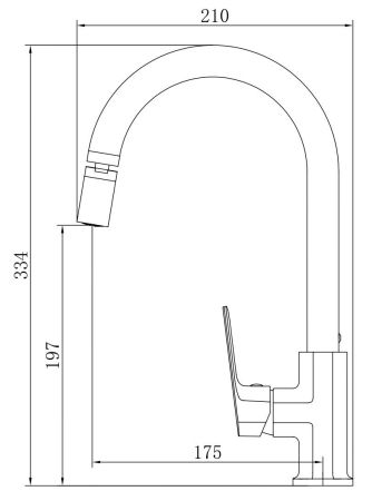 Смеситель Surf Black для кухни с аэратором на шарнире, R-излив, артикул: SF519BAR