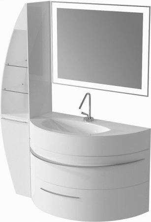 Тумба с раковиной De Aqua Эскалада 100 L белый, подвесная с ручкой