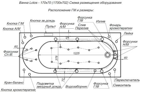 Акриловая ванна Aquanet Lotos 170x70 (с каркасом), артикул 00334159