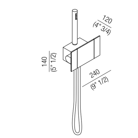 Agape Sen Настенный смеситель для ванны, с ручным душем и шлангом, цвет: черный