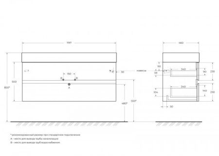 Мебель для ванной CEZARES MOLVENO 46, артикул CZR-MIL-100-LVB