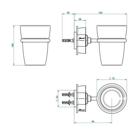 THG PETALE DE CRISTAL BLEU Стакан стеклянный, подвесной, цвет полированное золото