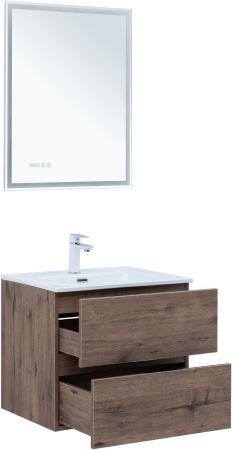 Тумба под раковину Aquanet Алвита New 60 2 ящика, дуб веллингтон табак, артикул 00334184