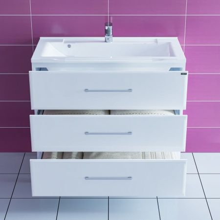 Тумба под раковину СаНта Омега 90 207040, напольная (ум. Elen 90 литой мрамор), артикул 207040