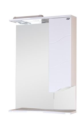 Шкаф-зеркало Onika Лайн 58 белый, правый, с подсветкой