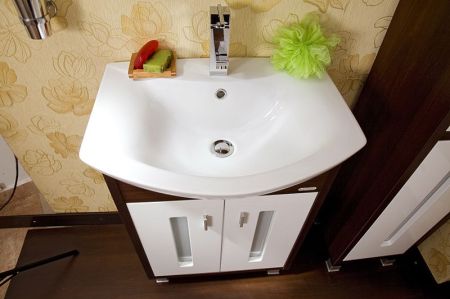 Тумба под раковину Бриклаер Бали 60 Венге Белый глянец, артикул 4627125411915