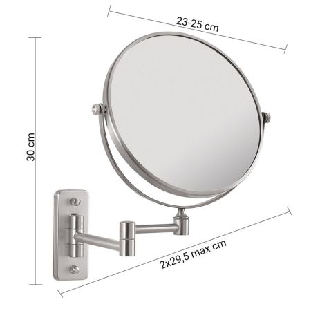 Gedy Gaia, настенное круглое поворотное косметическое зеркало (3x) со складным механизмом, цвет зачищенный хром, артикул CO2024(38)