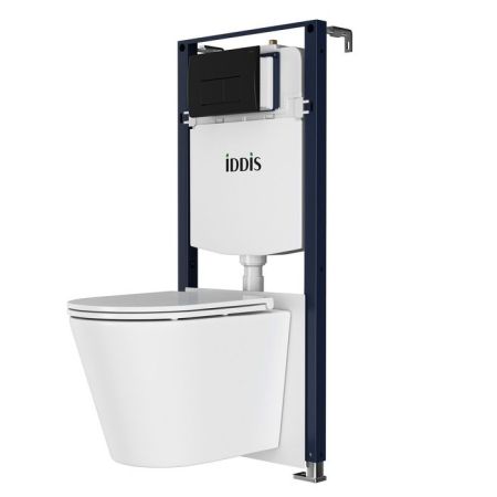 Комплект 3в1: подвесной унитаз, инсталляция и черная клавиша смыва IDDIS Calipso Q (CAQPO1MBi73), артикул CAQPO1MBi73