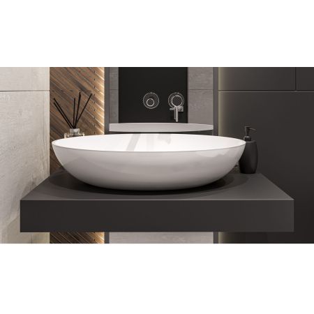 Умывальник WHITECROSS Citrine 60x40 (белый глянец) иск. камень, артикул 0717.060040.100