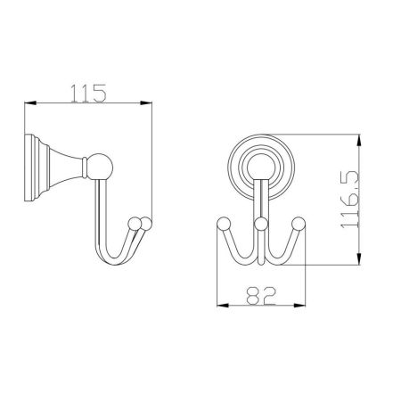 Крючок для ванной комнаты тройной Rav Slezak MORAVA MKA0105SM, бронза, артикул MKA0105SM