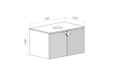 Тумба Runo Андорра 70 белый матовый/чёрный подвесная под накладной умывальник (00-00004645), артикул 00-00004645