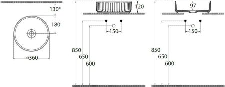 Раковина накладная Allen Brau Fantasy Line 36 4.11032.21 белый матовый, артикул 4.11032.21