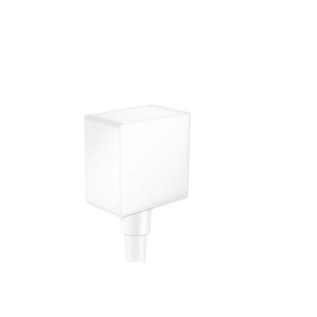 Шланговое подсоединение, Hansgrohe, FixFit, Square, стандарт подвода воды-1/2", с клапаном обратного тока, внутренняя часть из пластика, цвет-белый матовый