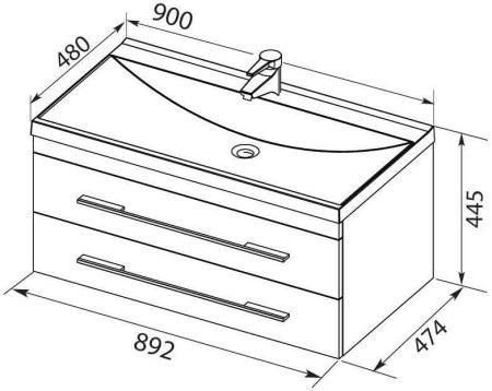 Тумба с раковиной Aquanet Верона 90 белый (подвесная 2 ящика), артикул 00287675