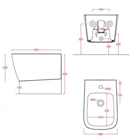 Artceram A16 Биде подвесное 52,5х36см, 1 отв под смеситель, цвет: grigio oliva