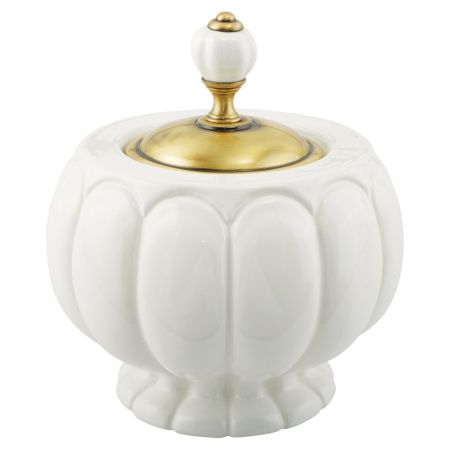 OLIVIA Баночка H12xD16 см, керамика белая, бронза, артикул 17418