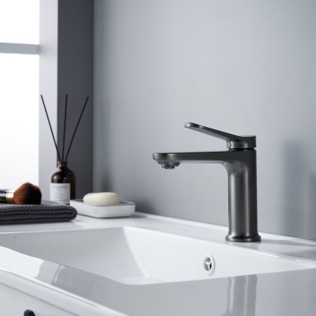 Смеситель для раковины Shevanik S4301T, оружейная сталь, артикул S4301T