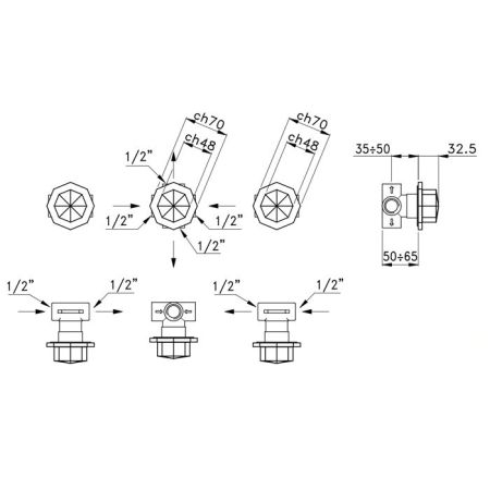 Stella Firenze Встраиваемый смеситель для ванны/душа 3254TR с переключателем, цвет: хром, артикул FI 01301 CR00