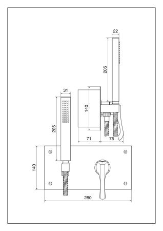 Внутристенный комплект Ares с ручным душем для душа, цвет хром, артикул 76052CR