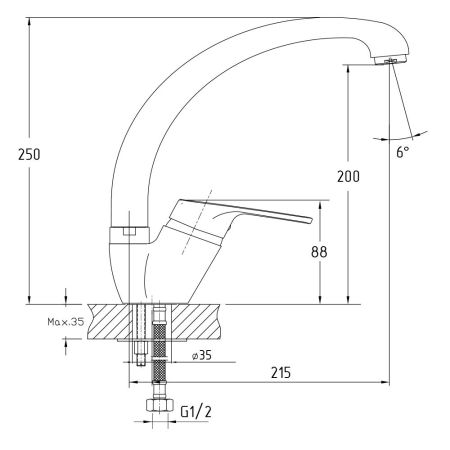 Смеситель для кухни GranFest Z-3323, темно-серый, артикул Z-3323 темно-серый