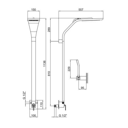 Душевая система Webert Wolo WO660302564, хром/черный, артикул WO660302564
