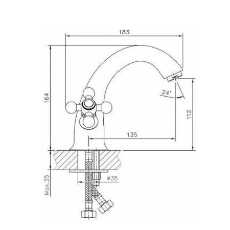 Смеситель для раковины D-Lin D110816-2, медь, артикул D110816-2