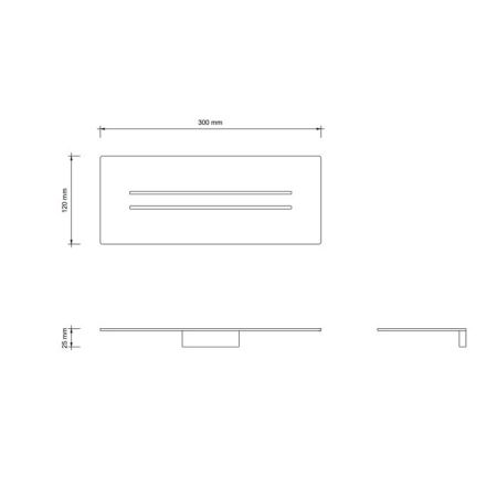 Полка, Decor Walther, MIKADO, прямоугольная, одноярусная, ширина, мм-300, глубина, мм-120, высота, мм-25, тип установки-настенный, цвет-сталь матовая, артикул 0523276