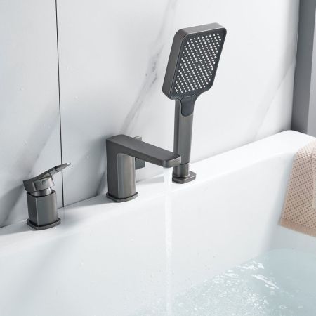 Смеситель на борт ванны Shevanik S9912T, оружейная сталь