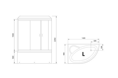 Душевая кабина Royal Bath  RB 140ALP-C (матовое) левая, артикул RB140ALP-C-L