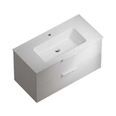 Тумба PIANO Forte подвесная 95 см, 2 ящика, белый глянцевый, артикул PI.F.95\WHT