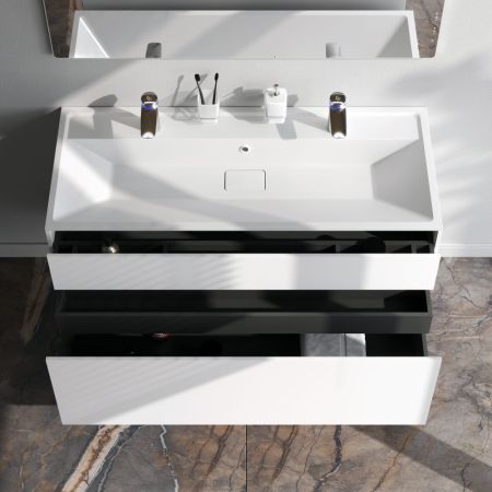 M50AFHX1203WM Inspire V2.0, База под раковину, подвесная, 120 см, 3 ящика, push-to-open, белый матов, артикул M50AFHX1203WM