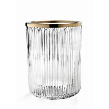 Урна, 3SC, Elegance, без крышки, ширина, мм-200, глубина, мм-200, высота, мм-280, тип установки-напольный, материал-хрусталь, цвет-латунь сатинированная матовая, артикул EL65ACRLX