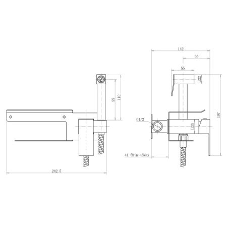 Гигиенический душ со смесителем и держателем туалетной бумаги FASHUN A57704-7, чёрный