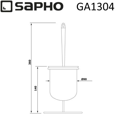 Ершик SIMPLE LINE для унитаза, напольный, круглый, хром, Sapho, артикул GA1304