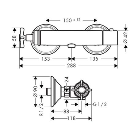 AX Montreux Настенный термостат для душа, 1 потреб., цвет: шлифованный никель