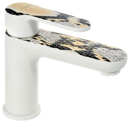 Emmevi Nefer, однорычажный смеситель для раковины с донным клапаном, цвет белый/питон, артикул 77003BPI